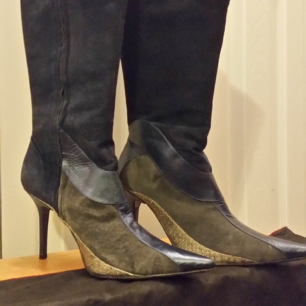Goka: Leather/Suede/Snake Skin Knee High Boots